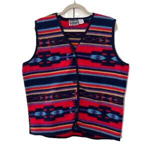 Vintage Details Vest Size M Fleece Multicolor Pendleton Style Southwestern Aztec